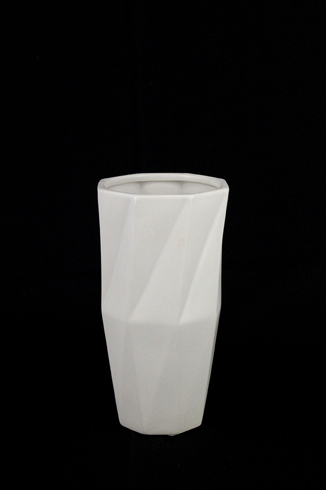 Matt Ceramic Vase Triangle 110d X 210mmh Holstens