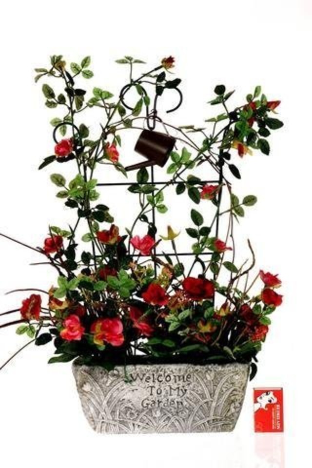 WELCOME WELCOMES FLOWER FLOWERS COTTAGE+CAN COTTAGE+CANS 47CM 47CMS ARRANGEMENTS ARRANGEMENT COTTAGE COTTAGES CAN CANS H